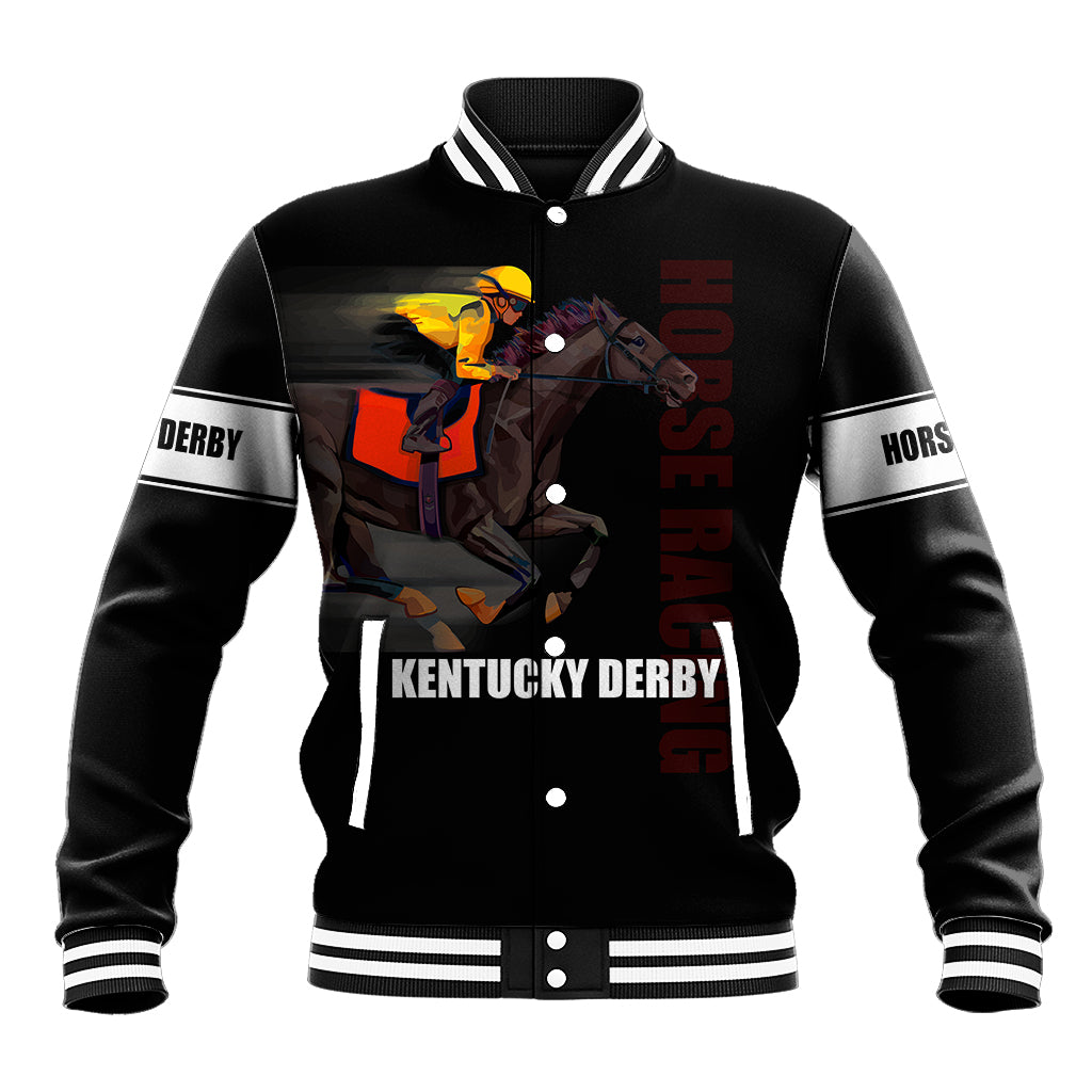 Kentucky Horse Racing Baseball Jacket Sporty Style Black LT6 - Wonder Print Shop