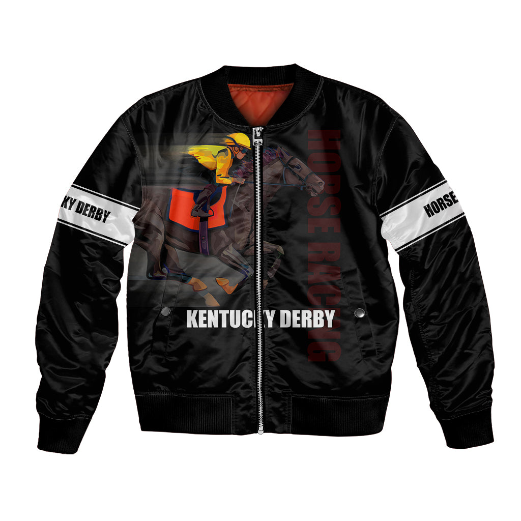 Kentucky Horse Racing Bomber Jacket Sporty Style Black LT6 - Wonder Print Shop