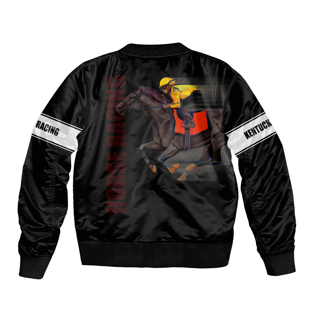 Kentucky Horse Racing Bomber Jacket Sporty Style Black LT6 - Wonder Print Shop