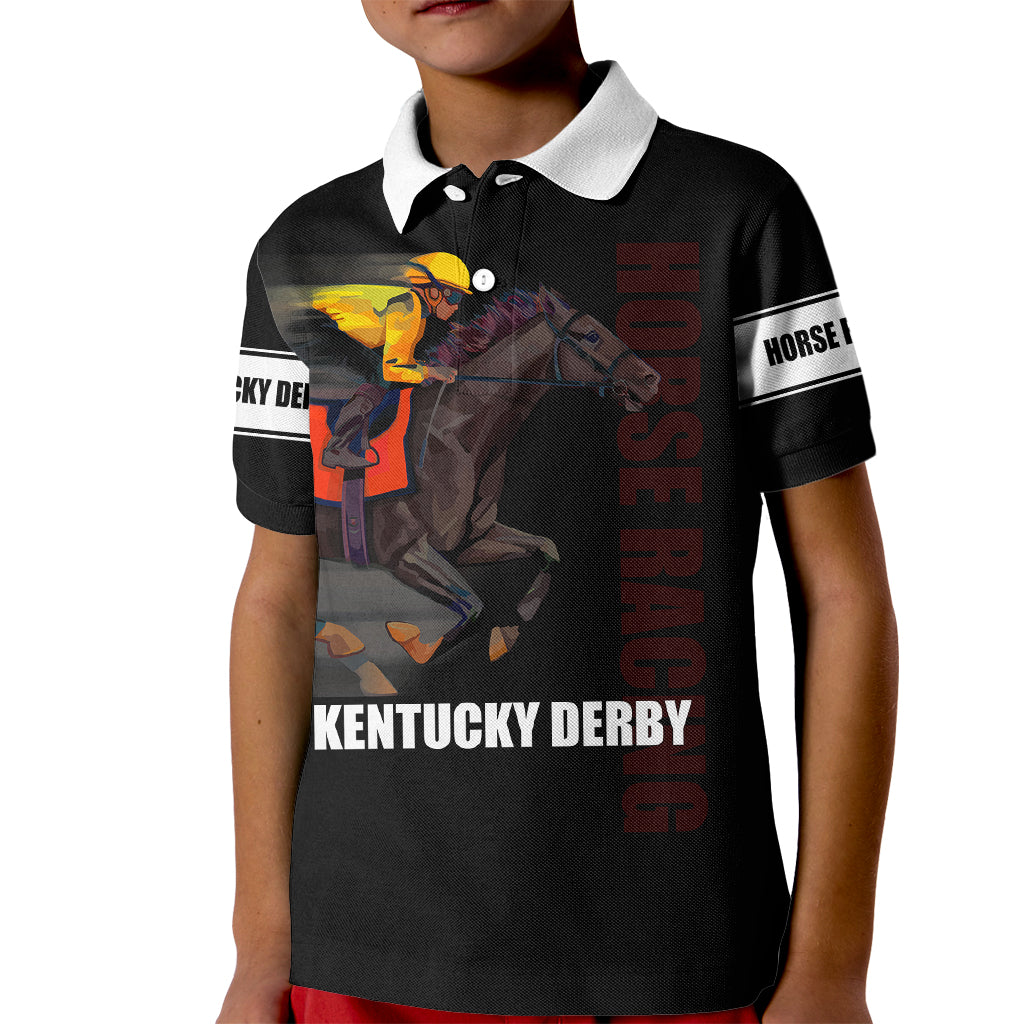 Kentucky Horse Racing Polo Shirt for Kid Sporty Style Black LT6 - Wonder Print Shop