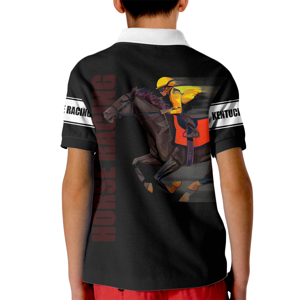 Kentucky Horse Racing Polo Shirt for Kid Sporty Style Black LT6 - Wonder Print Shop