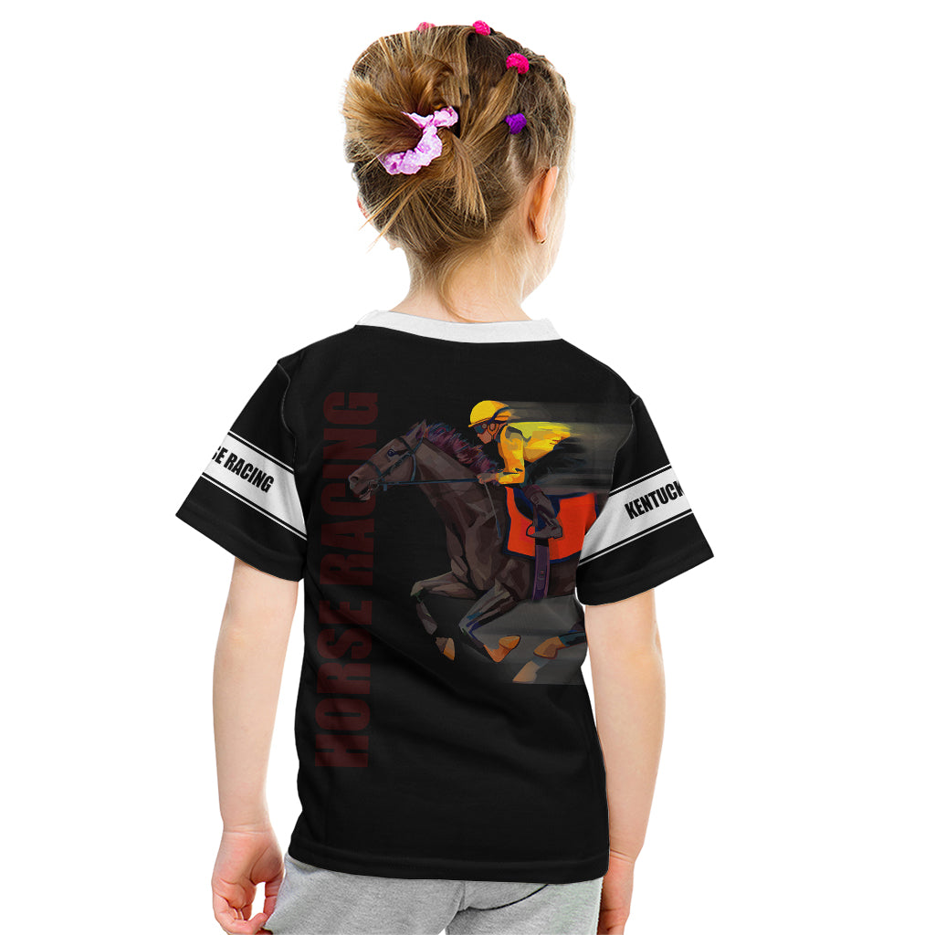 Kentucky Horse Racing Kid T Shirt Sporty Style Black LT6 - Wonder Print Shop