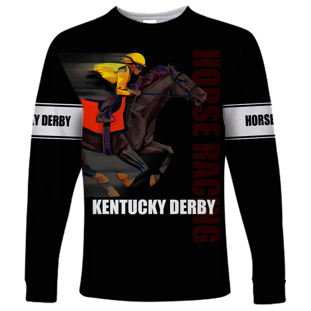 Kentucky Horse Racing Long Sleeve Shirt Sporty Style Black LT6 - Wonder Print Shop