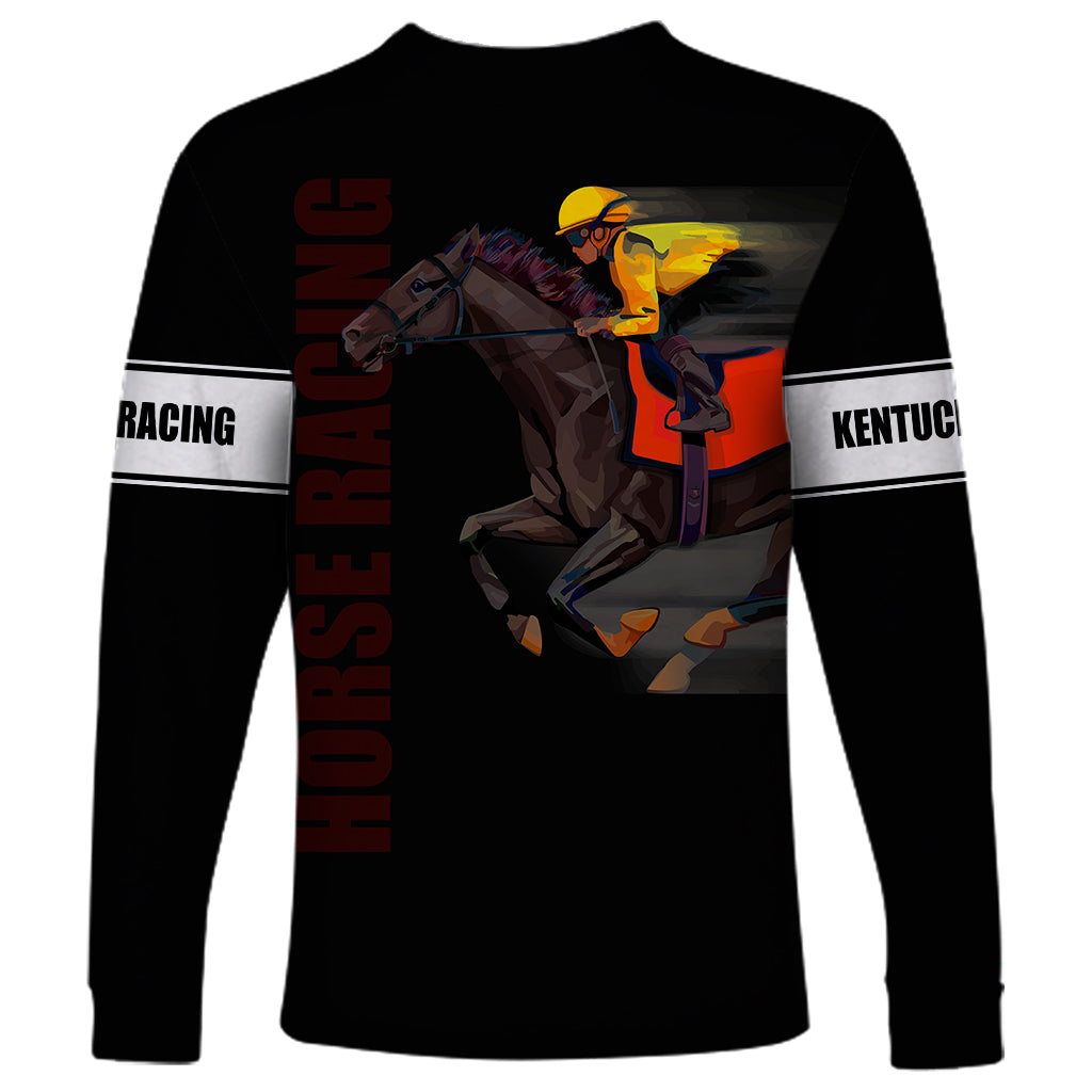 Kentucky Horse Racing Long Sleeve Shirt Sporty Style Black LT6 - Wonder Print Shop