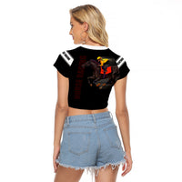 Kentucky Horse Racing Raglan Cropped T Shirt Sporty Style Black LT6 - Wonder Print Shop