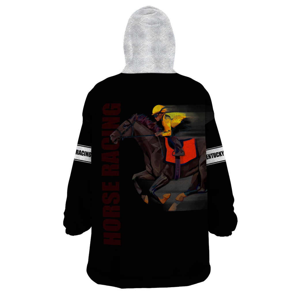 Kentucky Horse Racing Wearable Blanket Hoodie Sporty Style Black LT6 - Wonder Print Shop