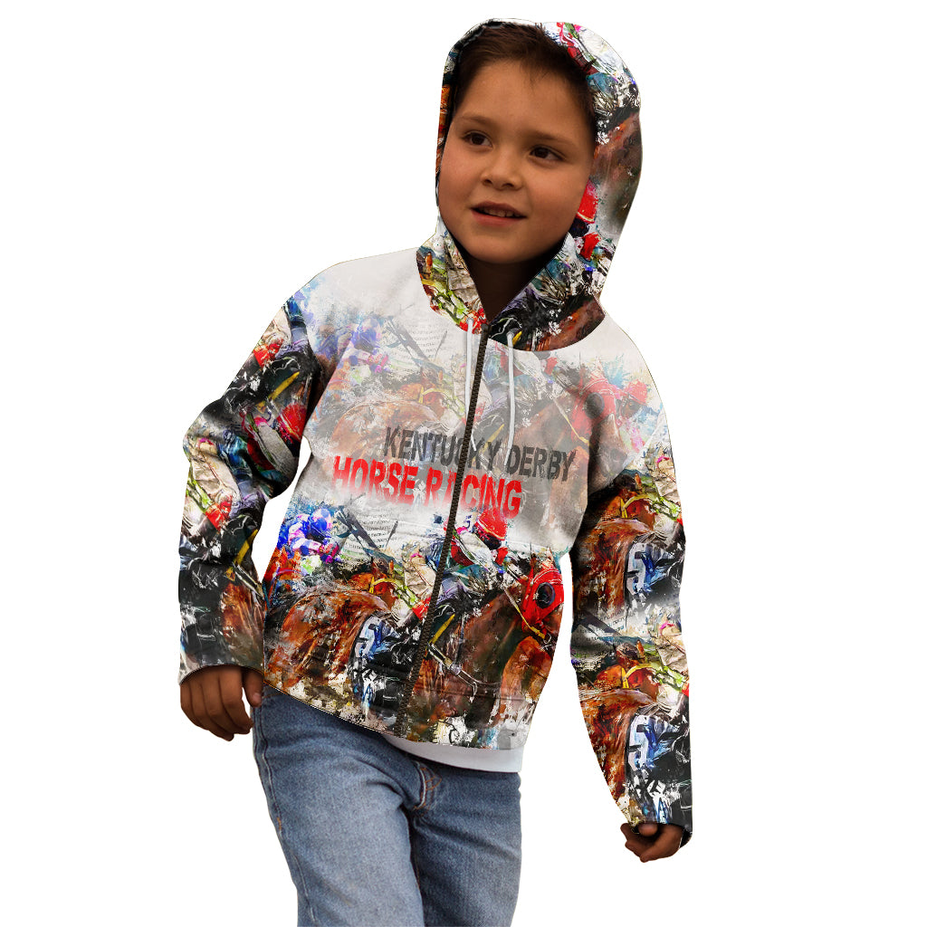 Horse Racing Kid Hoodie Art Style LT6 - Wonder Print Shop