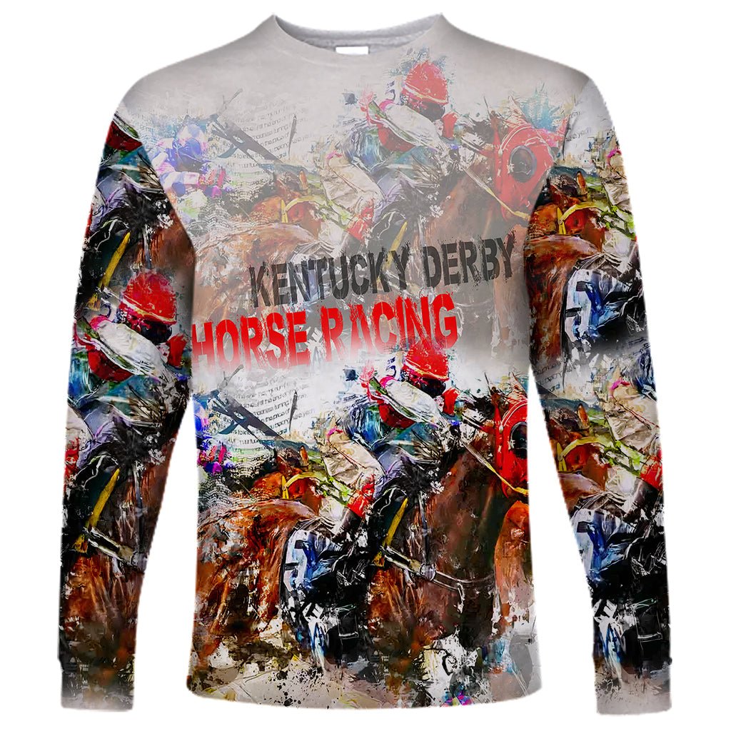 Horse Racing Long Sleeve Shirt Art Style LT6 - Wonder Print Shop