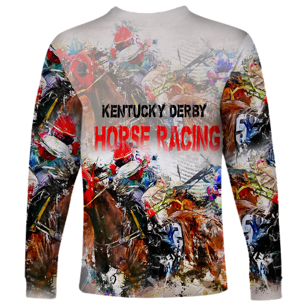 Horse Racing Long Sleeve Shirt Art Style LT6 - Wonder Print Shop
