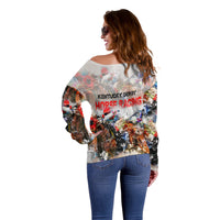 Horse Racing Off Shoulder Sweater Art Style LT6 - Wonder Print Shop