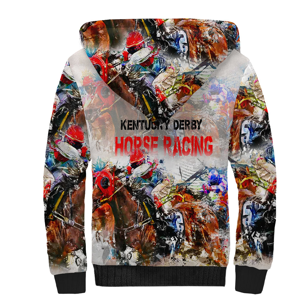 Horse Racing Sherpa Hoodie Art Style LT6 - Wonder Print Shop