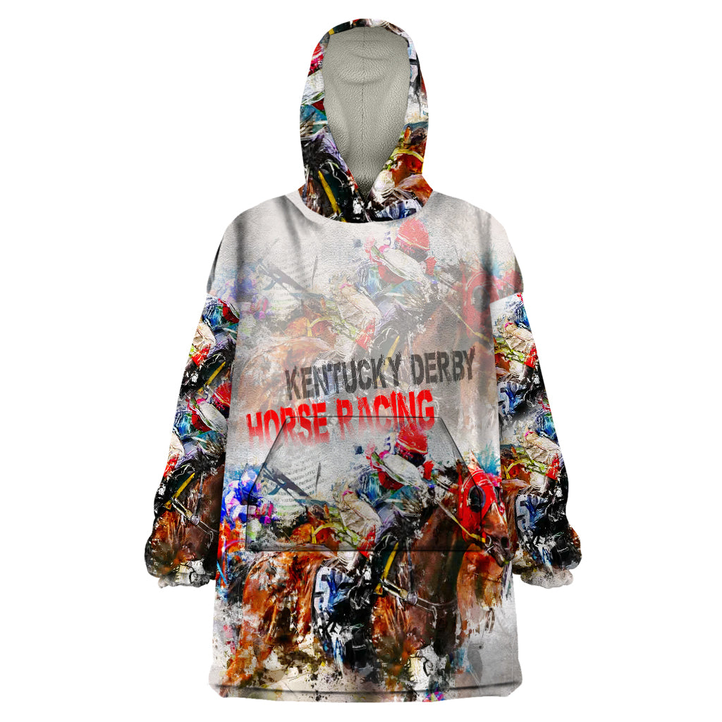Horse Racing Wearable Blanket Hoodie Art Style LT6 - Wonder Print Shop