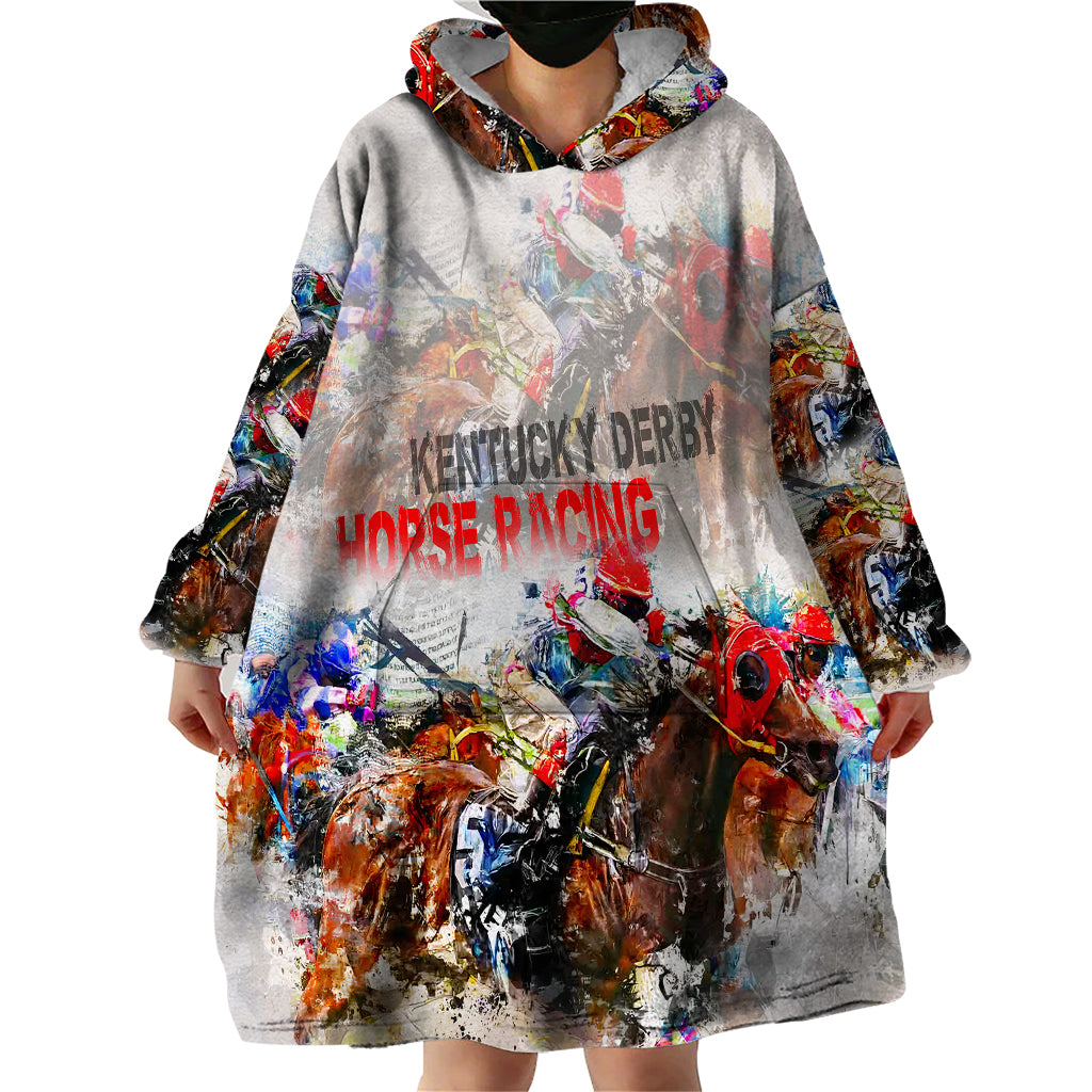 Horse Racing Wearable Blanket Hoodie Art Style LT6 - Wonder Print Shop