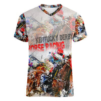 Horse Racing Women V Neck T Shirt Art Style LT6 - Wonder Print Shop