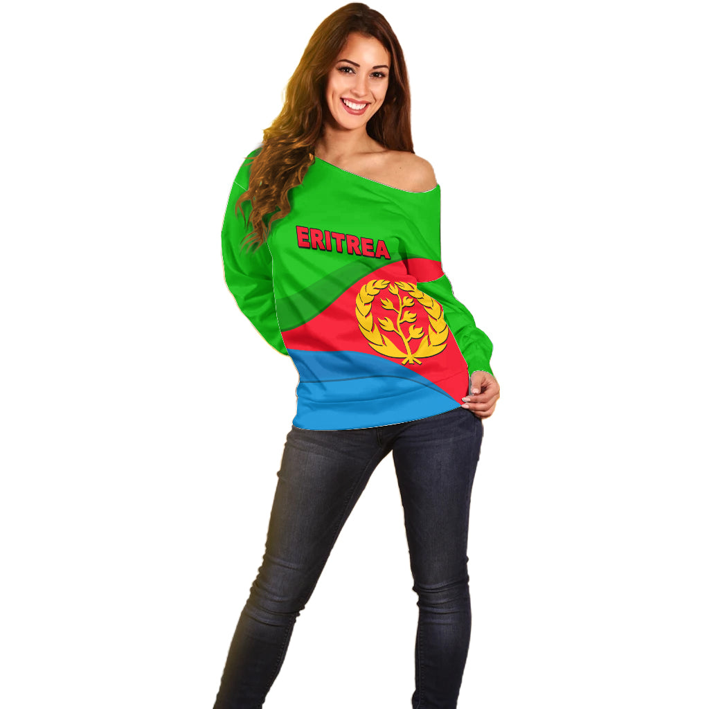 Eritrea Day Off Shoulder Sweater Simple Flag LT6 - Wonder Print Shop