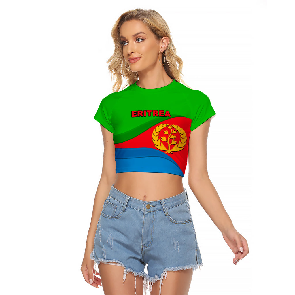 Eritrea Day Raglan Cropped T Shirt Simple Flag LT6 - Wonder Print Shop