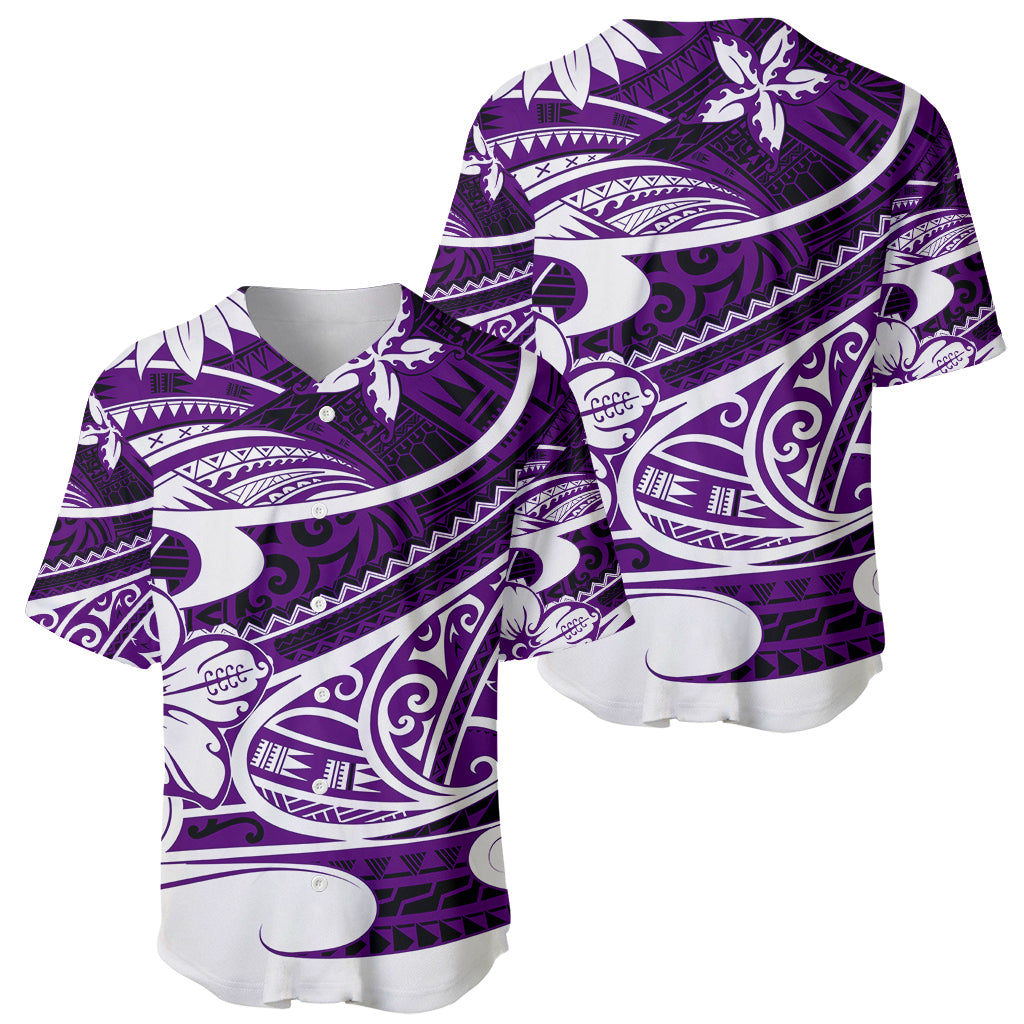 Polynesian Tribal Baseball Jersey Purple LT6 - Wonder Print Shop