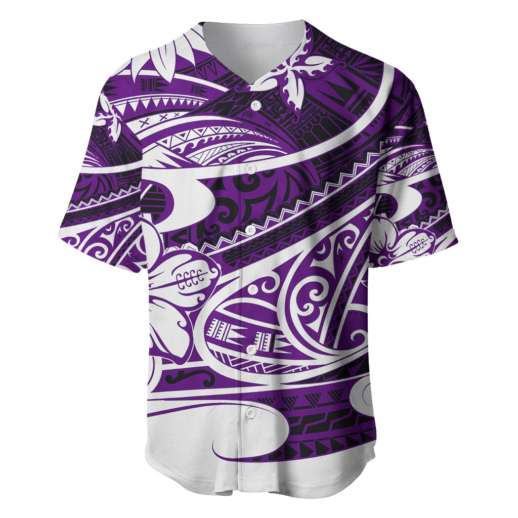Polynesian Tribal Baseball Jersey Purple LT6 - Wonder Print Shop