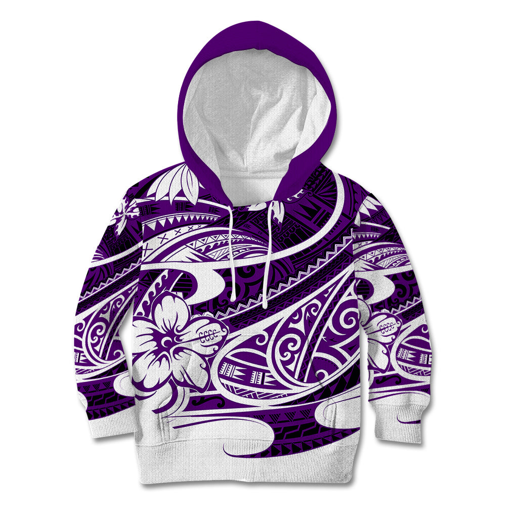 Polynesian Tribal Kid Hoodie Purple LT6 - Wonder Print Shop