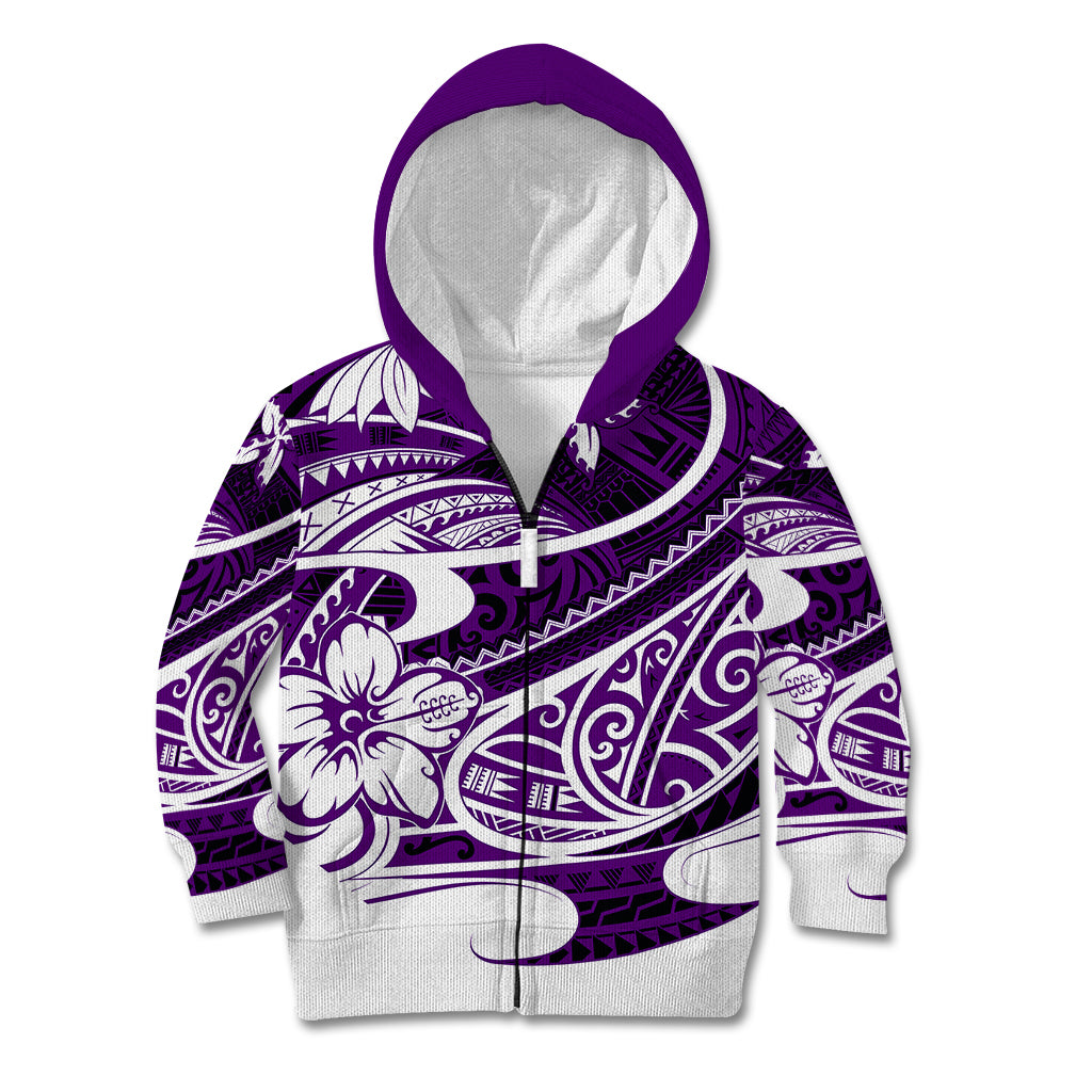 Polynesian Tribal Kid Hoodie Purple LT6 - Wonder Print Shop
