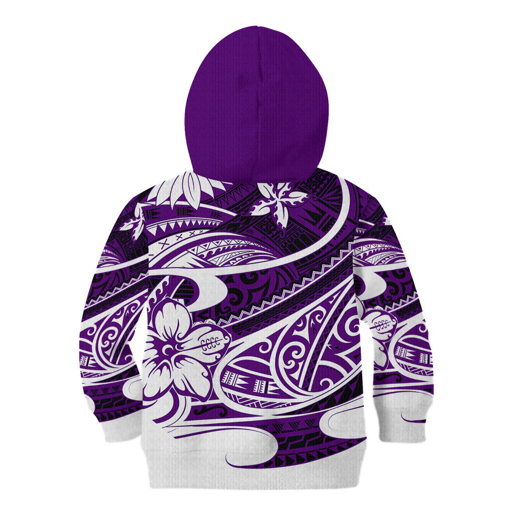 Polynesian Tribal Kid Hoodie Purple LT6 - Wonder Print Shop
