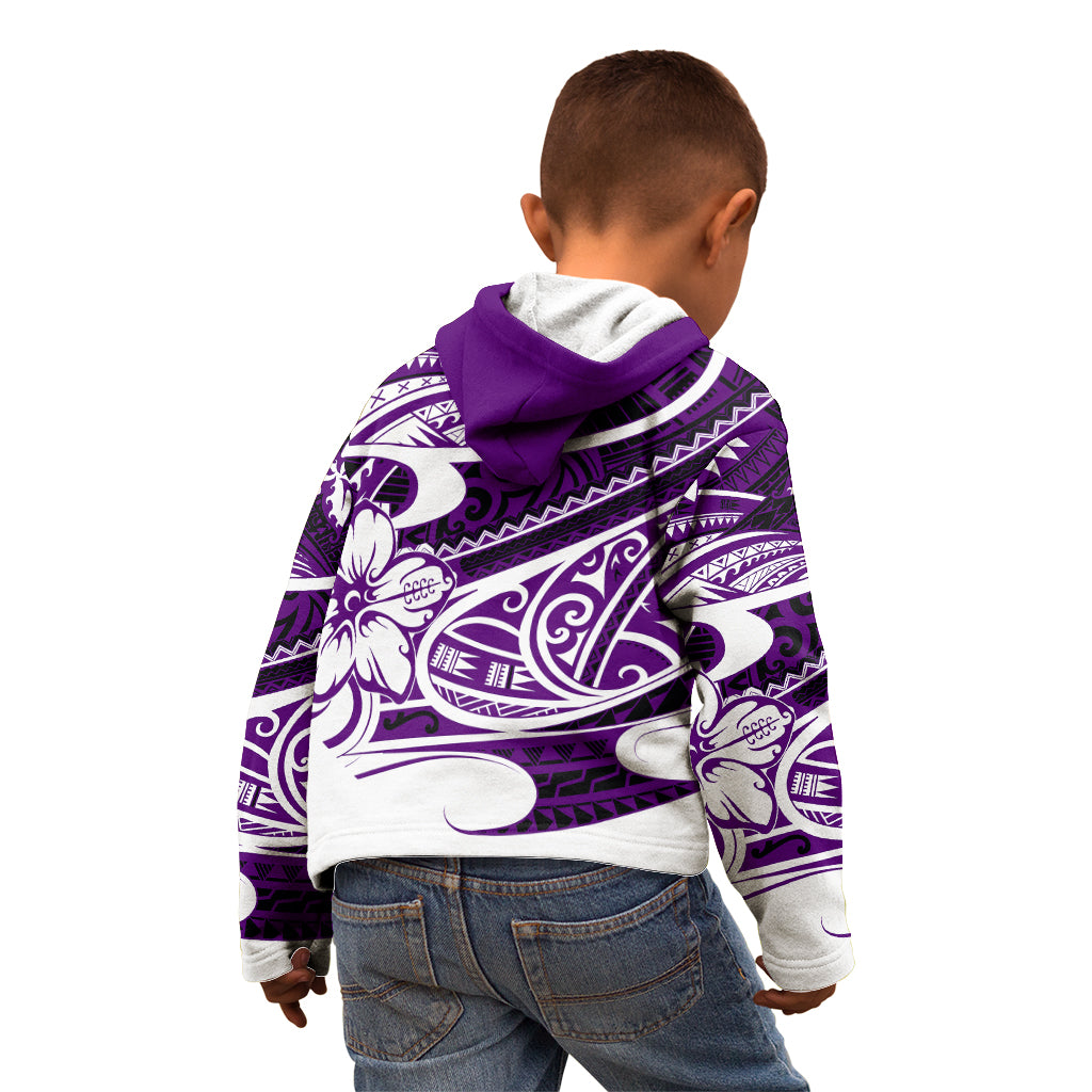 Polynesian Tribal Kid Hoodie Purple LT6 - Wonder Print Shop