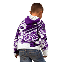Polynesian Tribal Kid Hoodie Purple LT6 - Wonder Print Shop