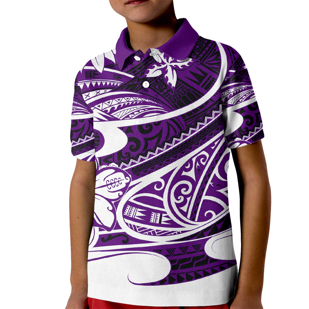Polynesian Tribal Polo Shirt for Kid Purple LT6 - Wonder Print Shop