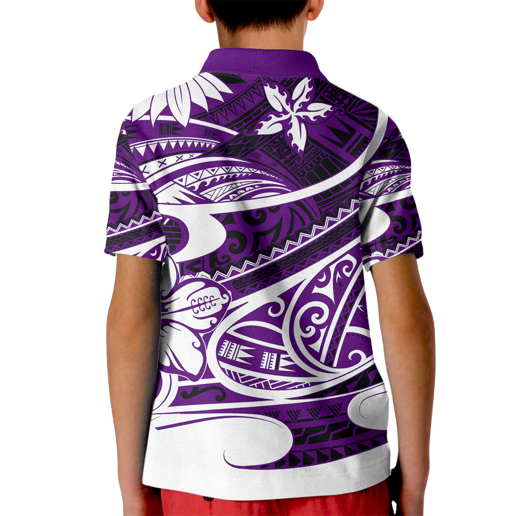 Polynesian Tribal Polo Shirt for Kid Purple LT6 - Wonder Print Shop