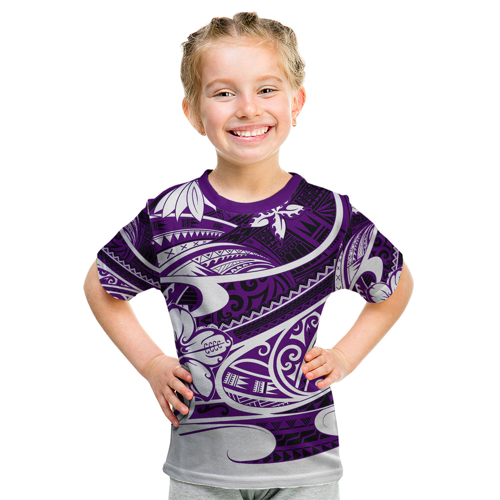 Polynesian Tribal Kid T Shirt Purple LT6 - Wonder Print Shop