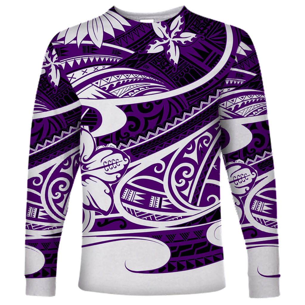 Polynesian Tribal Long Sleeve Shirt Purple LT6 - Wonder Print Shop