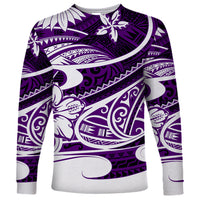 Polynesian Tribal Long Sleeve Shirt Purple LT6 - Wonder Print Shop