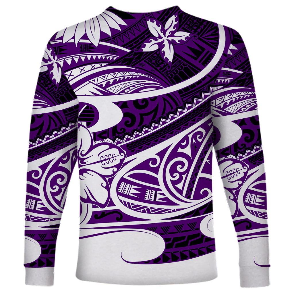 Polynesian Tribal Long Sleeve Shirt Purple LT6 - Wonder Print Shop