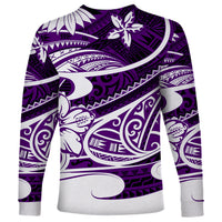 Polynesian Tribal Long Sleeve Shirt Purple LT6 - Wonder Print Shop