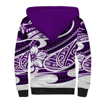 Polynesian Tribal Sherpa Hoodie Purple LT6 - Wonder Print Shop