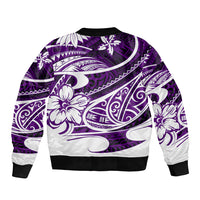 Polynesian Tribal Sleeve Zip Bomber Jacket Purple LT6 - Wonder Print Shop
