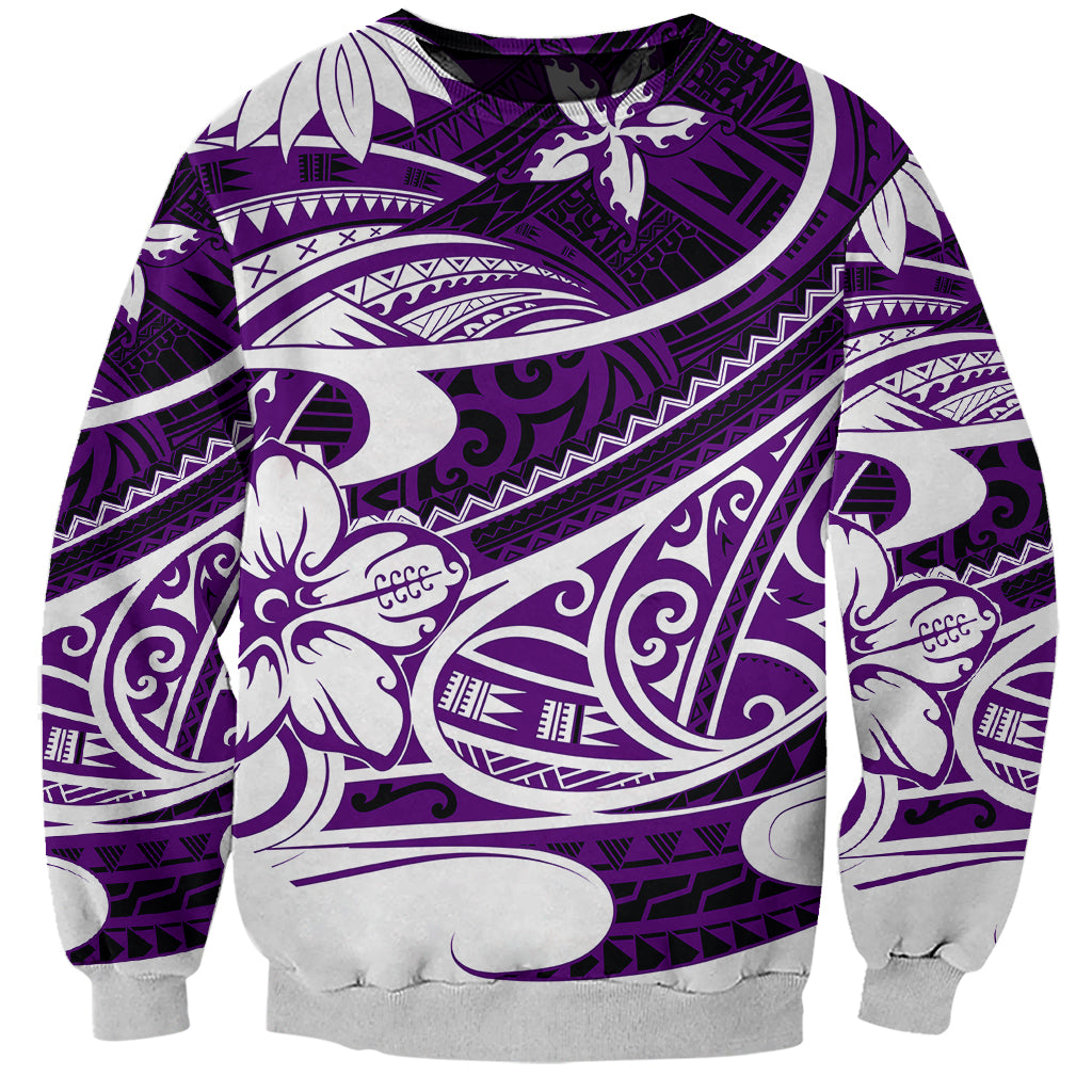 Polynesian Tribal Sweatshirt Purple LT6 - Wonder Print Shop