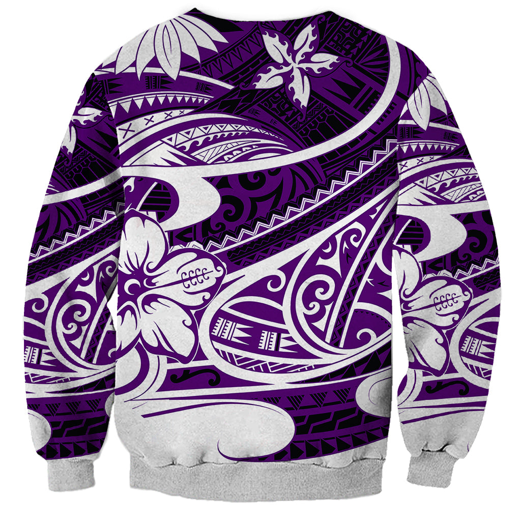 Polynesian Tribal Sweatshirt Purple LT6 - Wonder Print Shop