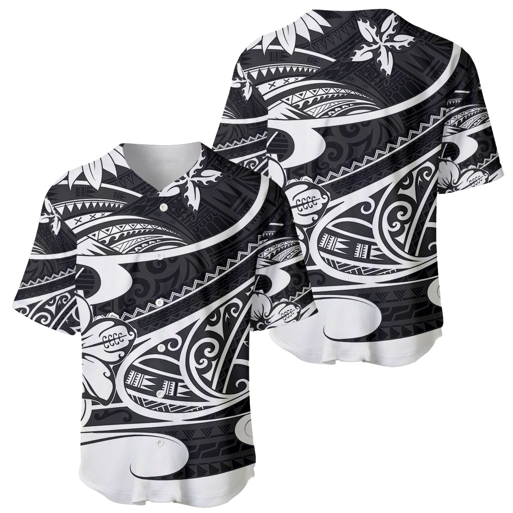 Polynesian Tribal Baseball Jersey Black LT6 - Wonder Print Shop