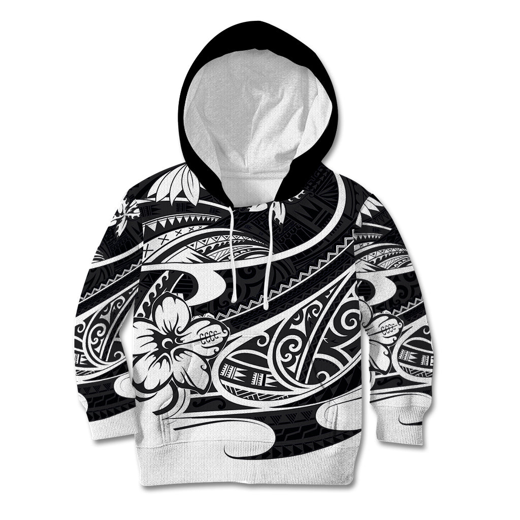 Polynesian Tribal Kid Hoodie Black LT6 - Wonder Print Shop