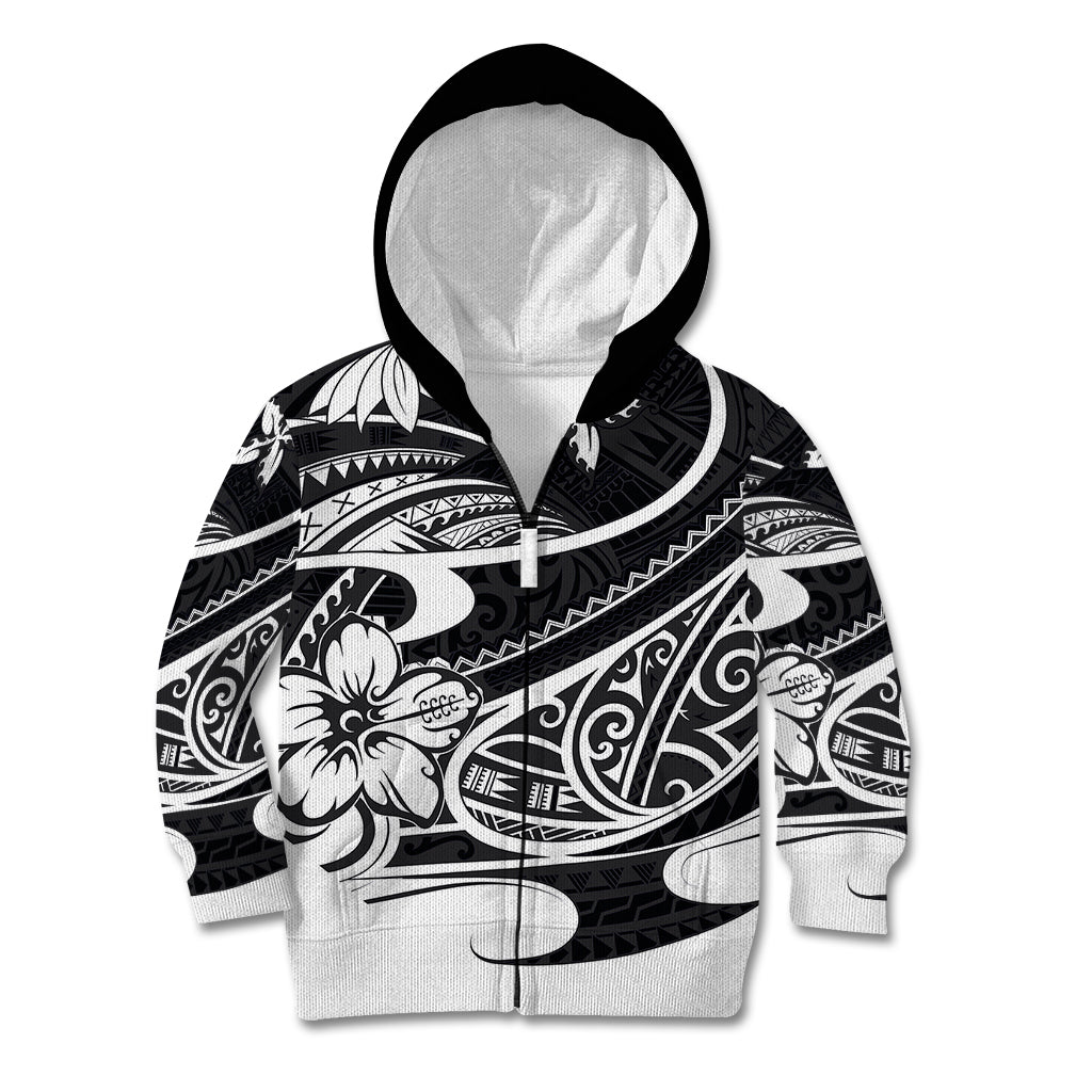 Polynesian Tribal Kid Hoodie Black LT6 - Wonder Print Shop