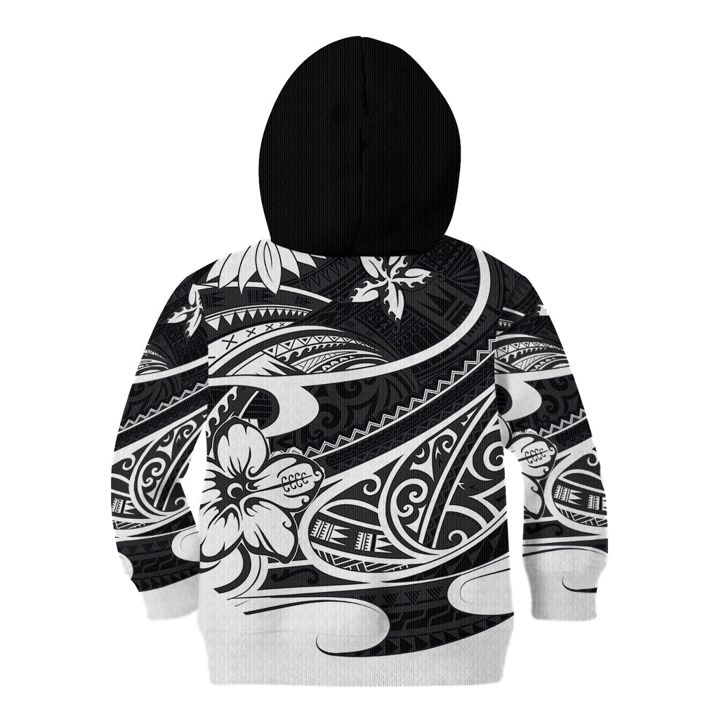 Polynesian Tribal Kid Hoodie Black LT6 - Wonder Print Shop