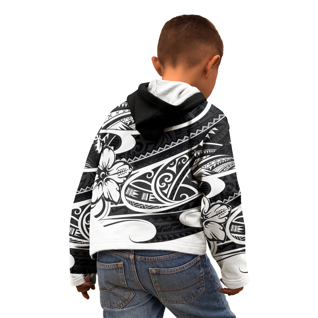 Polynesian Tribal Kid Hoodie Black LT6 - Wonder Print Shop
