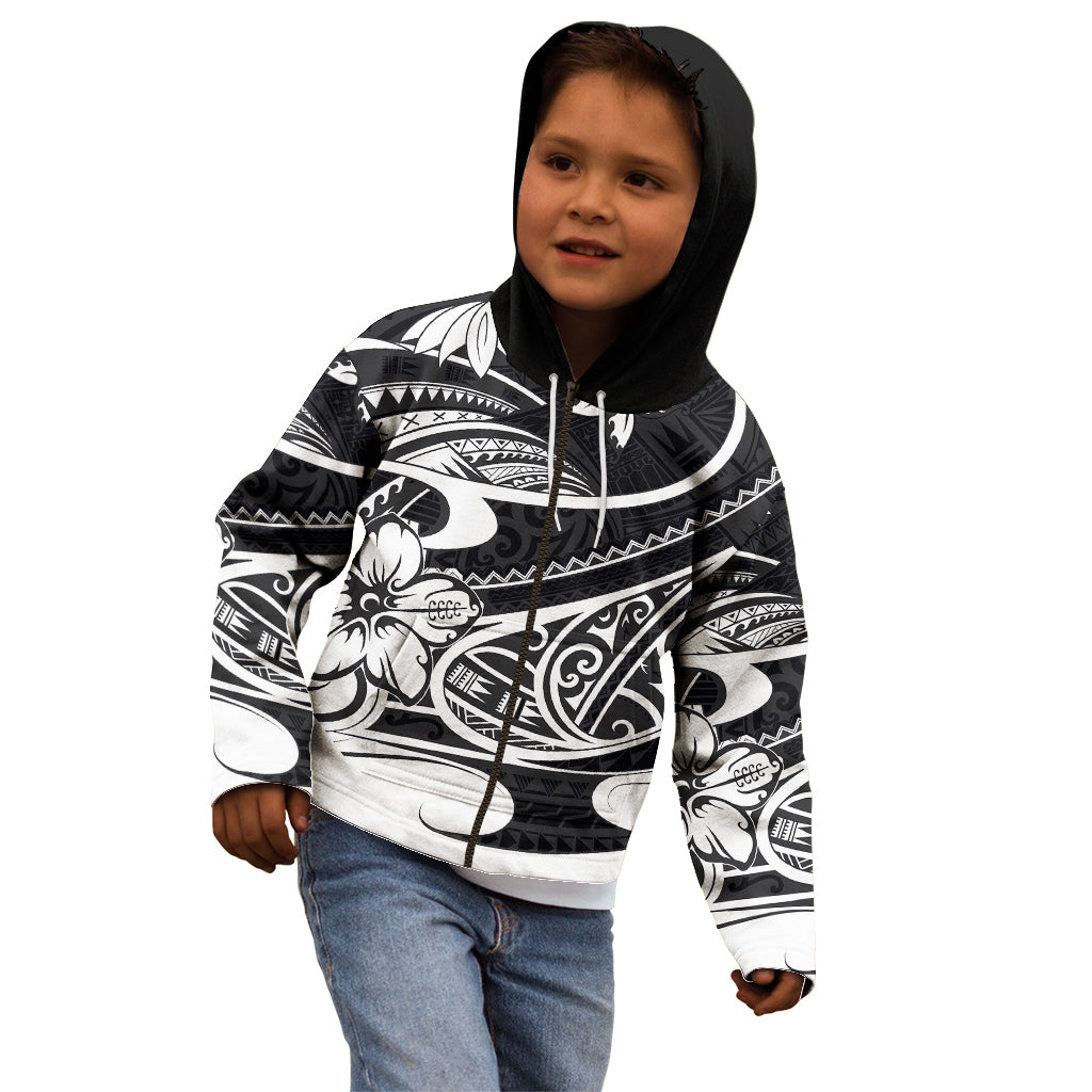 Polynesian Tribal Kid Hoodie Black LT6 - Wonder Print Shop
