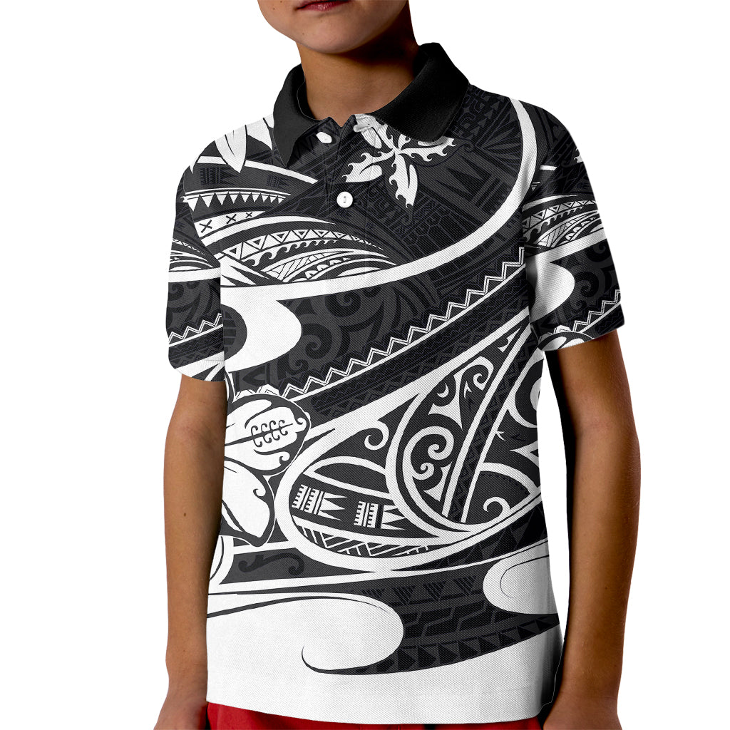 Polynesian Tribal Polo Shirt for Kid Black LT6 - Wonder Print Shop