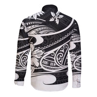 Polynesian Tribal Long Sleeve Button Shirt Black LT6 - Wonder Print Shop