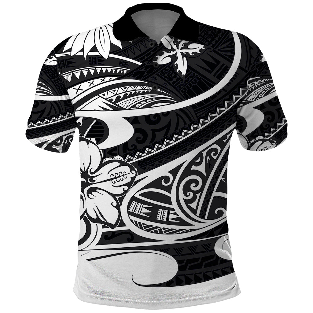Polynesian Tribal Polo Shirt Black LT6 - Wonder Print Shop