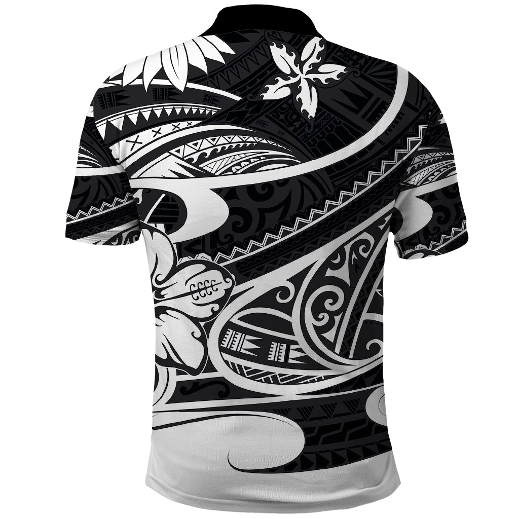 Polynesian Tribal Polo Shirt Black LT6 - Wonder Print Shop