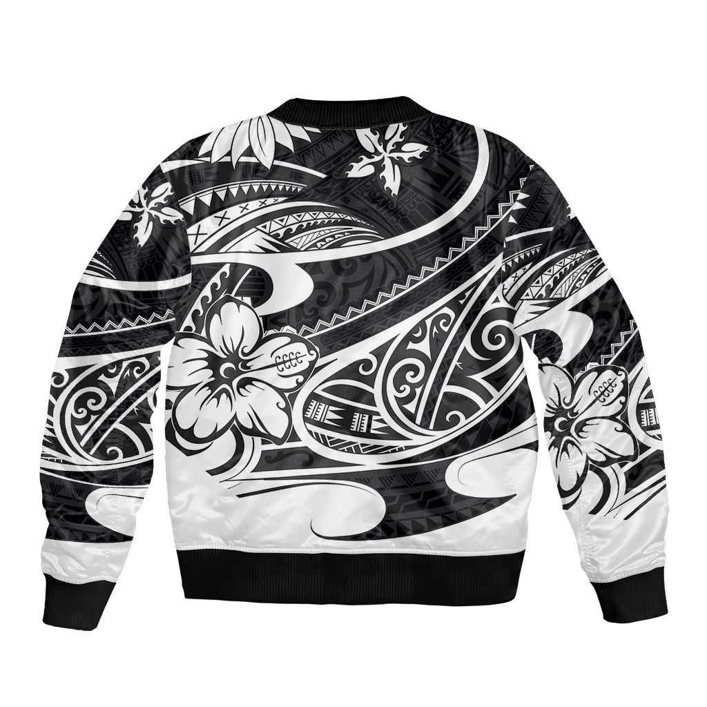 Polynesian Tribal Sleeve Zip Bomber Jacket Black LT6 - Wonder Print Shop