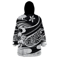 Polynesian Tribal Wearable Blanket Hoodie Black LT6 - Wonder Print Shop